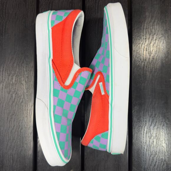 Vans Slip On Checkerboard Skate Shoe - Tomato / Orchid MEN 7/ WMN 8.5. EXCLUSIVE - Picture 2 of 16